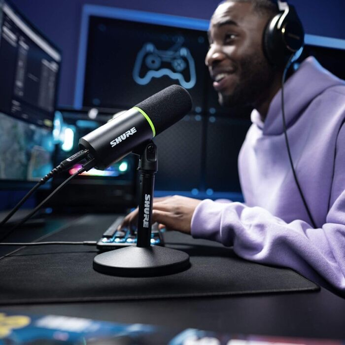 Мікрофон Shure MV6 USB-C для геймерів і стрімерів, динамічний, цифровий, для ПК, стрімінгу та ігор