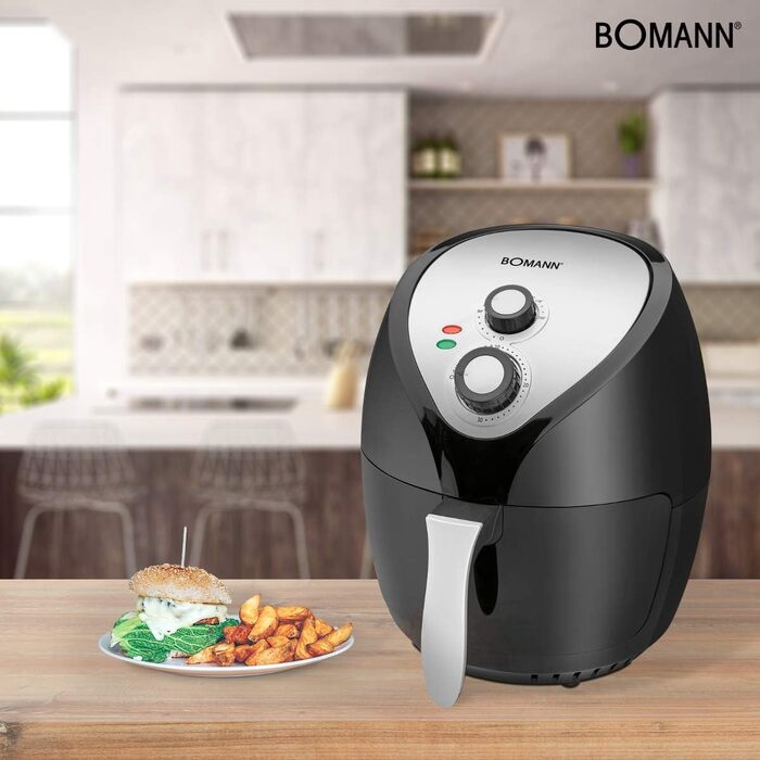 Аерофритюрниця Bomann FR 6069 H CB XXL 5л з цифровим сенсорним керуванням, 8 програм, нержавіюча сталь, чорна