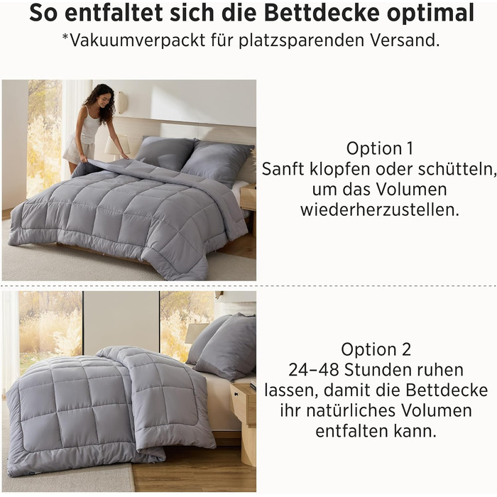 Зимова ковдра BEDSURE 135x200 см, тепла ковдра з наповнювачем 450г/м², сіра