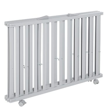 Дитячий манеж roba 75x100 см, складний, дерев'яний, на колесах, регульований по висоті, сірий/тауpe