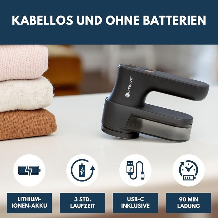 Машинка для видалення ковтунців електрична акумуляторна для одягу з USB зарядкою - видаляє катишки, 3 швидкості, LED дисплей, портативна (Чорний)