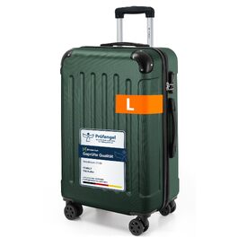 Валіза для подорожей Gepäck Trolley, жорсткий корпус, колір темно-зелений, L (66 см, 70 л), з кодовим замком та 360° колесами