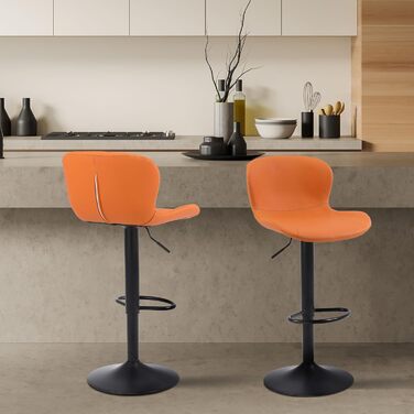 Стілець барний Youhauchair, 2 шт, регульований, PU шкіра, водостійкий, з підлокітниками, обертовий, сучасний, помаранчевий