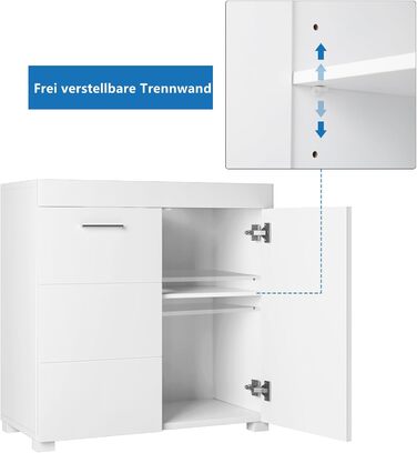 FOREHILL Тумба під умивальник біла з 2 дверцятами та 2 полицями, 60x31x60 см, для ванної кімнати