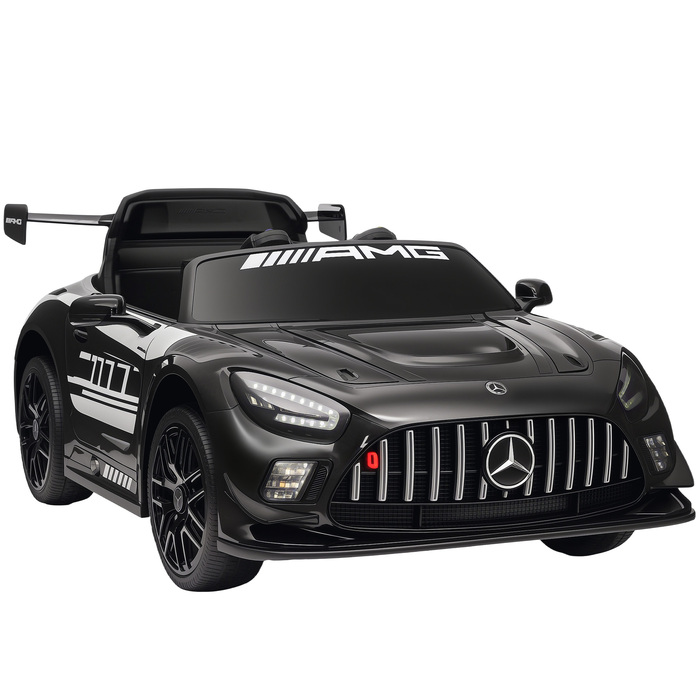 Електромобіль Mercedes-Benz для дітей, 12V, з LED-підсвіткою, музикою, звуком клаксона, для дітей віком 3-8 років, чорного кольору