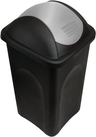 Смітник Stefanplast з маятниковою кришкою 60 л, чорний/сріблястий