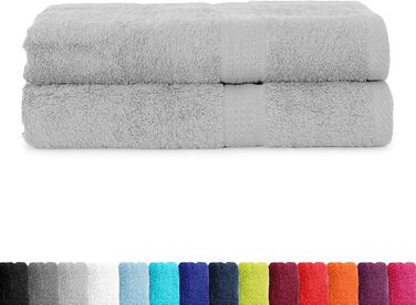 Комплект рушників для душу BaSaTex 70x140 см, 2 шт, 100% бавовна, світло-блакитний, махрові, сертифікат Made in Green
