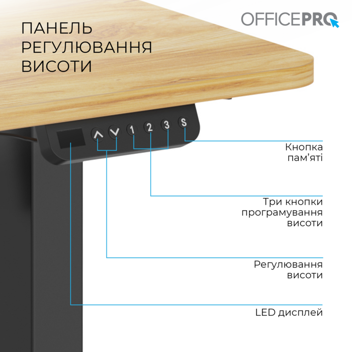 Комп’ютерний стіл з електрорегулюванням висоти OfficePro ODE1470LW