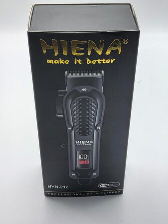 HIENA PRO Професійна машинка для стрижки волосся і бороди для чоловіків, бездротова, з LED-дисплеєм, чорна, тример для перукарів