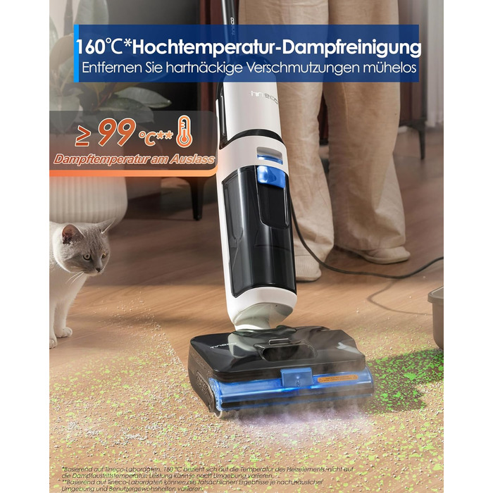 Tineco Floor One S6 Stretch Steam: Волого-сухий пилосос для твердих підлог з функцією пари, 22000 Па, Anti-Tangle, Flashdry 85°C, 50 хв роботи, для шерсті тварин
