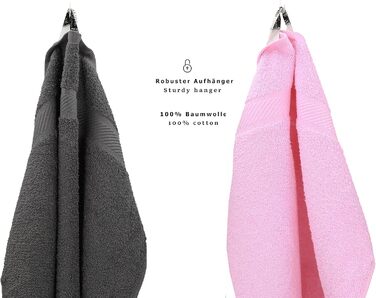 Набір рушників Betz Palermo 6 шт: 2 банних 70x140 см, 4 для рук 50x100 см, сауна, антрацит-рожевий