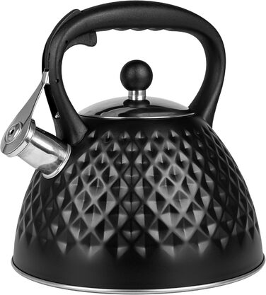 Чайник для плити Induktion 3L, чорний, з авто-свистком, нержавіюча сталь