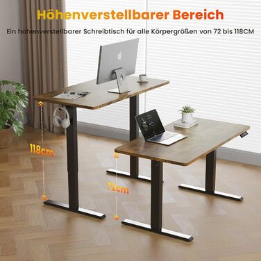 Регульований стіл WALKINGDESK для дому та офісу: електричний, з пам'яттю, 140x60 см, рустикальний коричневий