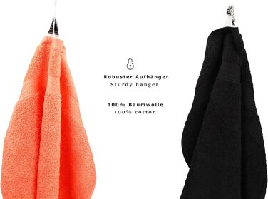 Набір рушників Betz Premium 10 шт. 100% бавовна: 2 банних, 4 для рук, 2 для гостей, 2 мочалки, помаранчевий і чорний