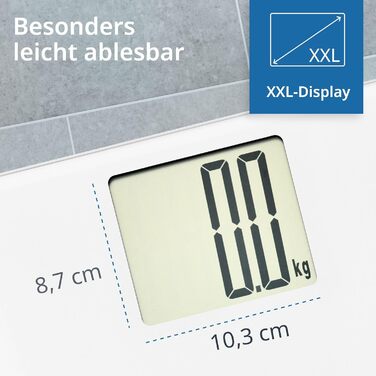 Цифрова вага для людей ADE з великим XXL-дисплеєм, ванна вага до 200 кг, біла, легке зчитування