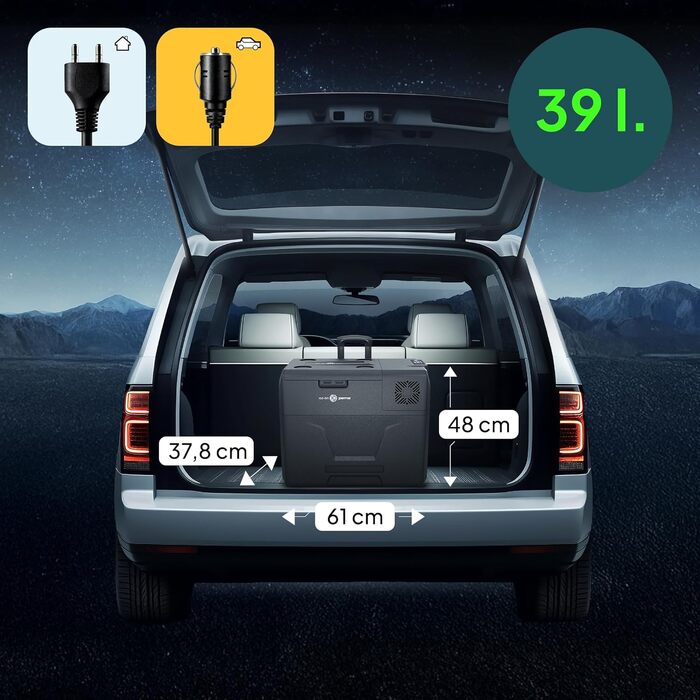 Автомобільний компресорний холодильник Peme Expedition 27/39L: електричний, портативний, для кемпінгу, з підігрівом та функцією морозильної камери (12/24V, 220-240V)