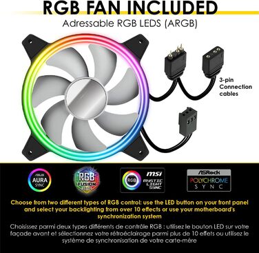 Ігровий корпус Empire Gaming Crystal ARGB, середній ATX/Micro ATX/ITX, 3D-дзеркальний ефект, 2 вентилятори (1x120мм ARGB, 1x120мм стандарт), чорний