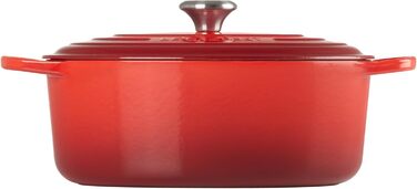 Чавунна овальна жаровня Le Creuset Signature з кришкою, 31 см, 6,3 л, для всіх плит і індукції, червона