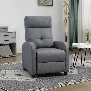 HOMCOM Recliner, Телевізор з функцією відкидання, Крісло для телевізора з білизною, М'яке крісло з пружинами-кишенями, Крісло вантажопідйомністю до 150 кг для вітальні, Grey