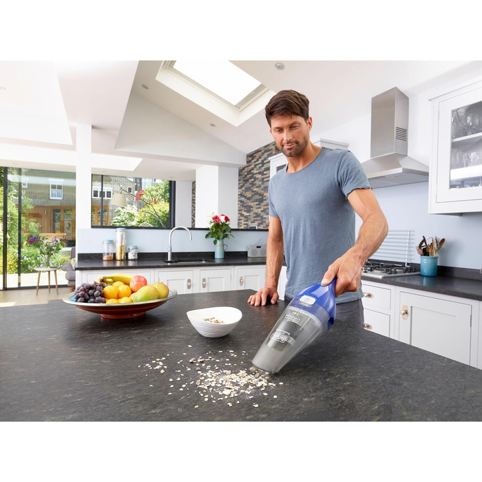 Пилосос ручний BLACK+DECKER Dustbuster NVC115WA, акумуляторний, 3.6V, без мішка, кобальтово-синій, широка насадка, знімний контейнер, насадка для щілин і меблів, зарядна станція