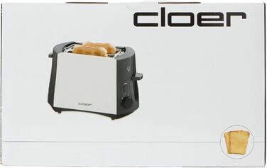 Тостер Cloer 3410, 825 Вт, для 2 тостів, з підставкою для булочок, функція додаткового підйому, піддон для крихт, матовий теплоізольований металевий корпус