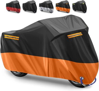 Мотоциклетний чохол водонепроникний 210D Oxford для Harley-Davidson, Honda, Suzuki, Kawasaki, Yamaha, антипиловий, захист від подряпин, для вулиці, 2XL (245×105×125 см), помаранчевий