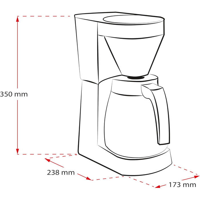 Кавоварка Melitta Easy Therm з термокувшином, фільтраційна, до 8 чашок, чорна, з функцією захисту від капання
