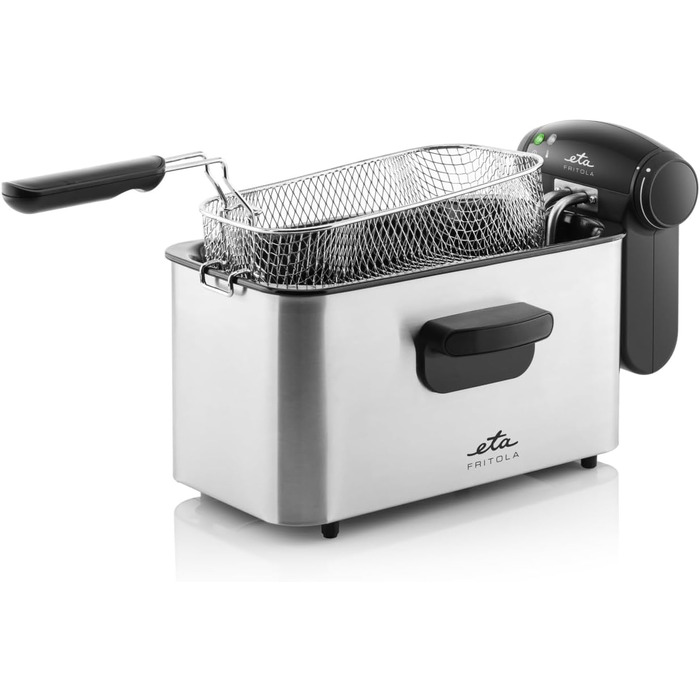 Фритюрниця ETA Fritola, 2000 Вт, 3 л, нержавіюча сталь, терморегулятор 150-190°C, Easy Clean, захист від перегріву