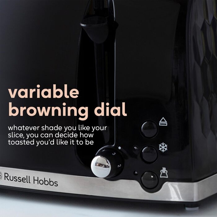 Тостер Russell Hobbs 26071 на 4 тости, чорний: сучасний дизайн, широкі слоти, підйомний механізм