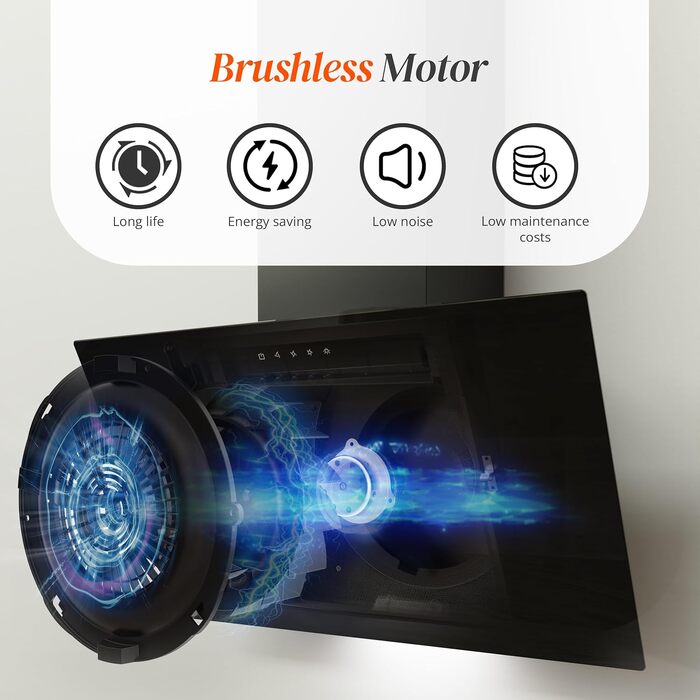 Похила витяжка для кухні FIREGAS 60 см з LED-підсвіткою, 3 рівня швидкості, режимами відводу та рециркуляції (вугільний фільтр)