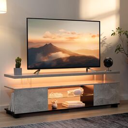 Тумба під телевізор LED 130 см, сучасна TV-тумба з підсвіткою та ящиками, сіра, для телевізора до 60 дюймів