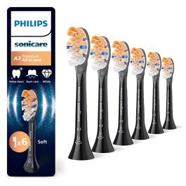 Смінні насадки для електричної зубної щітки Philips Sonicare A3 Premium All-in-One, чорні, 6 шт, HX9096/88