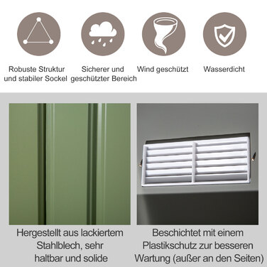 Outsunny Garden Shed Металевий садовий сарай з фундаментом світло-зелений 277 x 195 x 192 см