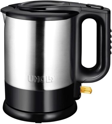 Електрочайник Unold 18015, 1,5 л, 2200 Вт, нержавіюча сталь, чорний, захист від перегріву, автоматичне вимкнення, обертається на 360°, з фільтром від накипу, EU штекер