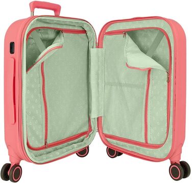 Дорожня валіза Enso Annie 40x55x20 см, жорсткий ABS, TSA-замок, 37 л, 2,74 кг, 4 подвійнi колеса, ручна поклажа, коралова, розширювана