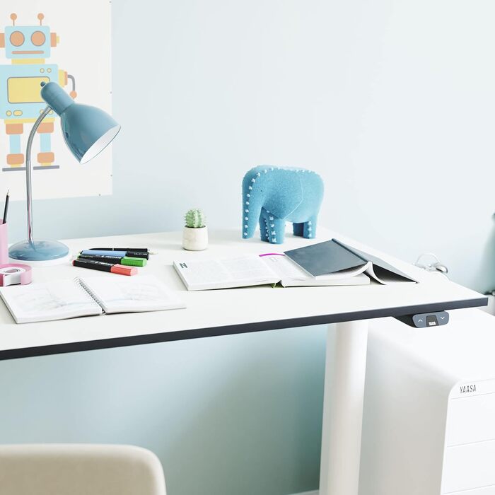 Стол Yaasa Frame Basic S: Регульована висота, USB-порт, телескопічний механізм, блокування клавішами (білий)