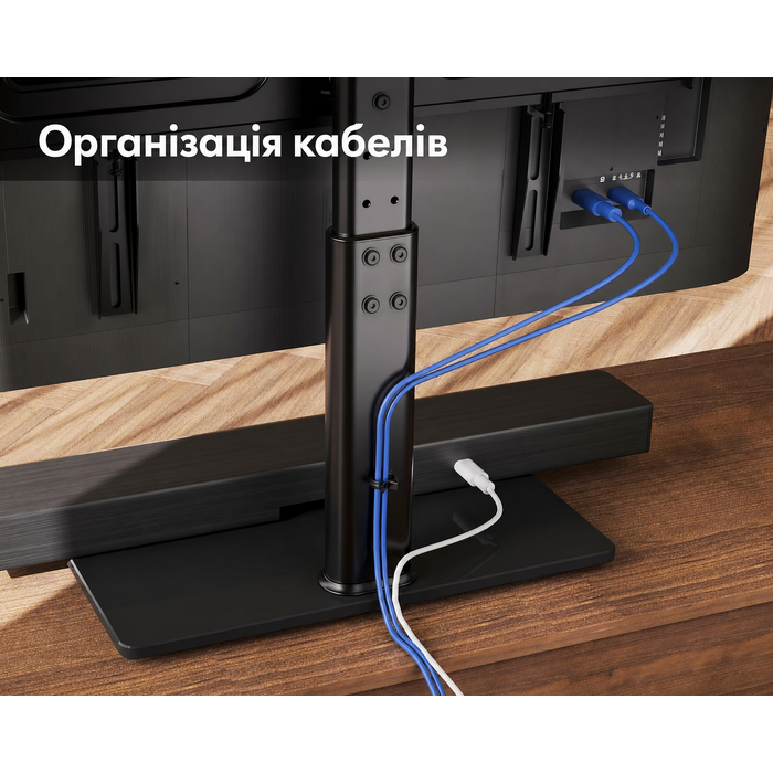 Підставка для телевізора FITUEYES, регульована, обертається, для ТВ 32-65 дюймів, VESA 600x400, чорна