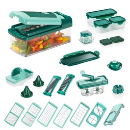 Набір ніжів Genius Nicer Dicer Fusion Smart (34 частини) для нарізки овочів та фруктів: кубики, спіралі, соломка, слайси - для здорового харчування