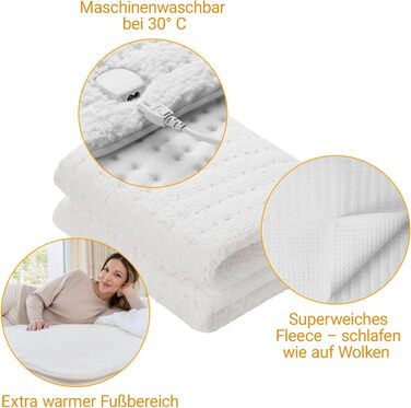 Електрична матрацна грілка Medisana HU 672, 150x80 см, 4 температурні режими, захист від перегріву, авто-вимкнення, прана, надзвичайно м'яка, для всіх типів матраців