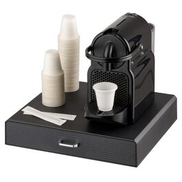 Органайзер для кавових капсул Baroni Home, універсальна шухляда для Nespresso та Dolce Gusto на 30 капсул, відсік для чаю та аксесуарів, компактний пластиковий підстаканник, 34x13x34 см, чорний