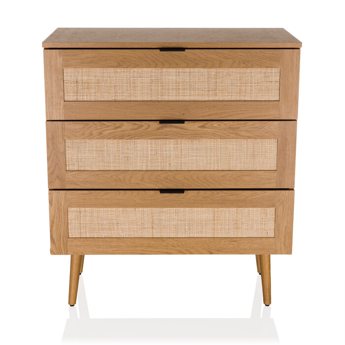 Комод BOHEO K 80x40x91 см 3 шухляди ротанг плетений дуб hjh LIVING