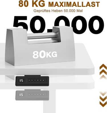 Електричний стіл Flamaker з регулюванням висоти, ціла стільниця 110x53 см, для роботи сидячи і стоячи, з пам'яттю, білий