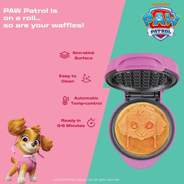 Міні-вафельниця Paw Patrol Щенячий патруль з пластиною Скай (Skye), рожева, Ø 10см — ідеальний подарунок для дітей