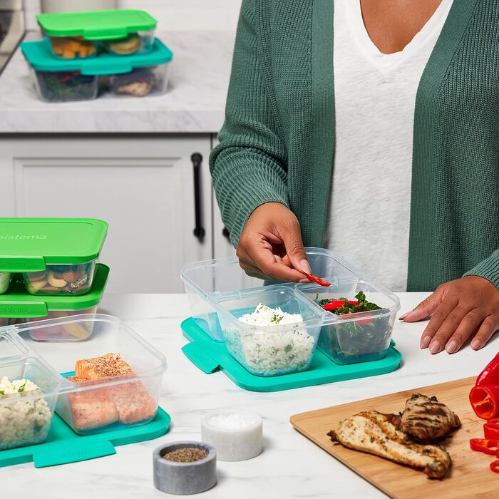 Набір контейнерів для їжі Nest IT Meal Prep | 5 шт, 1.9 л, 3 відділення, зелені