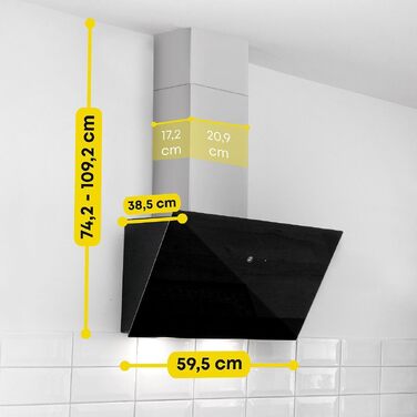 Витяжка кухонна Bomann DU 7606.1 G 60 см, з безщітковим DC-двигуном, режими рециркуляції та відведення повітря, 9 рівнів швидкості, тиха
