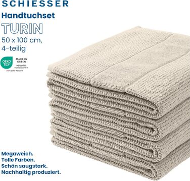 Рушники Schiesser Turin 4 шт. 100% бавовна, екологічні, 50х100 см, грейж