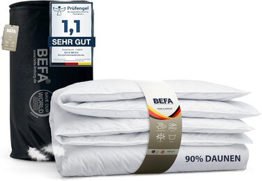 BEFA NATUR зимова ковдра 135x200 см, 90% пух, 10% перо, гіпоалергенна, сертифікат Öko-Tex 100, Downpass, Made in Germany