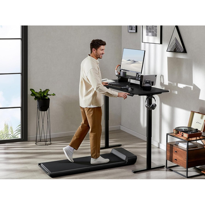 Електричний стіл WALKINGDESK із шухлядою та підставкою для монітора, регульований стіл для домашнього офісу 121,9x61 см, ергономічний стіл-трансформер з тримачем для телефону та 3 гачками