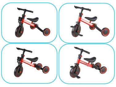 Дитячий триколісний велосипед Ikonka Trike Fix Mini, чорний з червоним