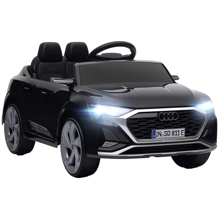 Електромобіль для дітей Audi Q8, 12V, швидкість 3-5 км/год, пульт дистанційного керування, фари, музика, чорний колір